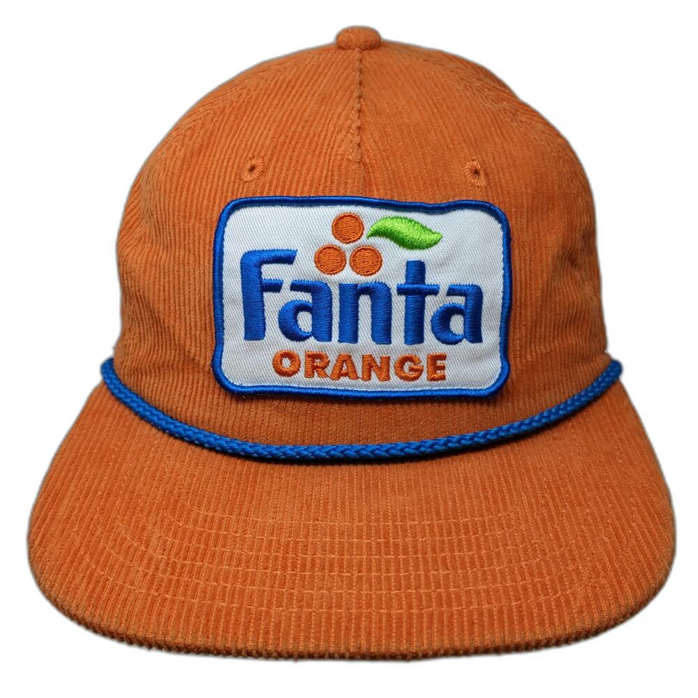 Coca-Cola 5 Panel Orange OSFM Hat Fanta Patch Corduroy Rope Snapback Soda Logo